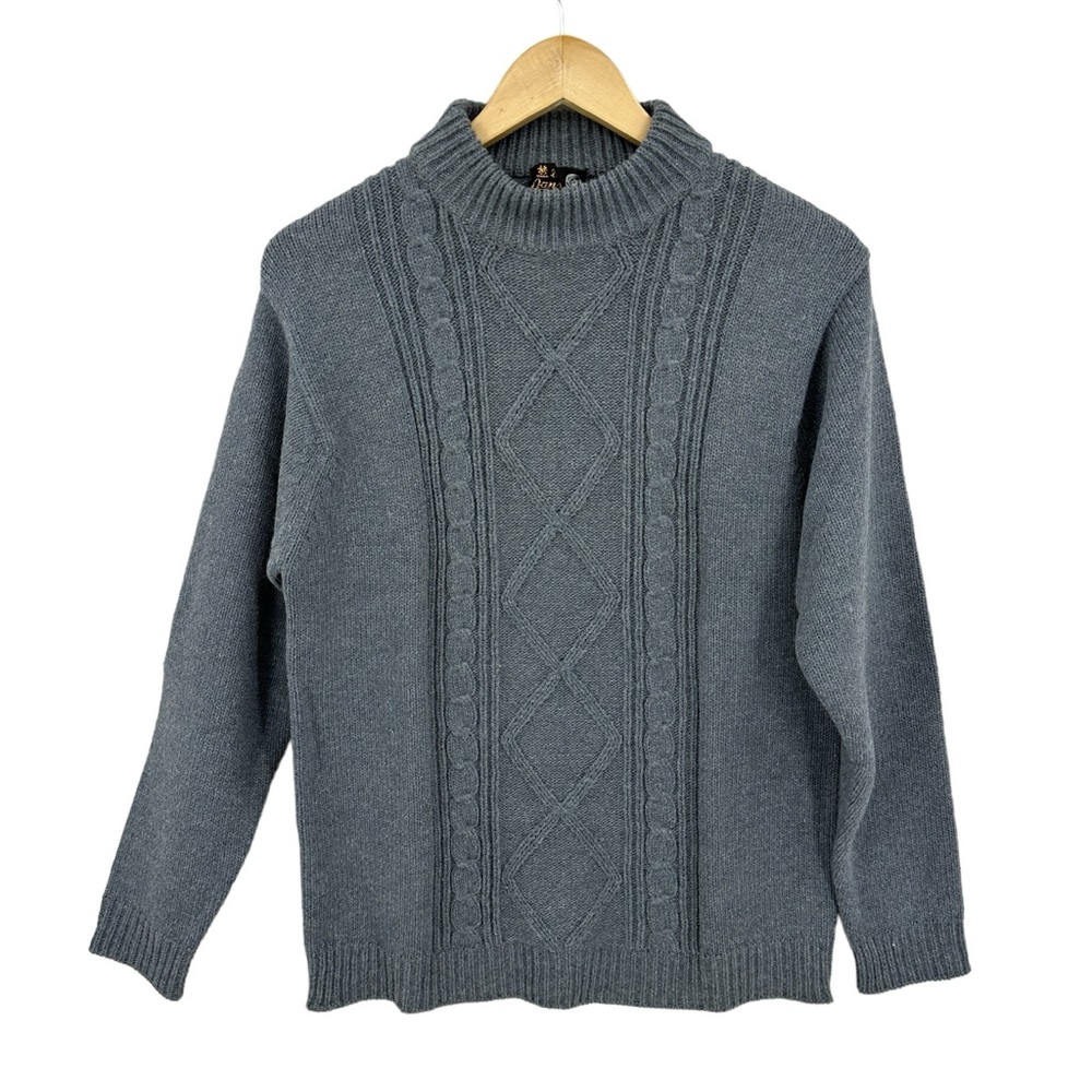 PANDA Sweater 100% Camel Hair Cable Knit Vintage Gray